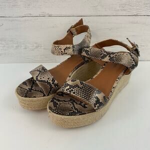 City Classics Snake Print Espadrille Platform Sandals Size 8
